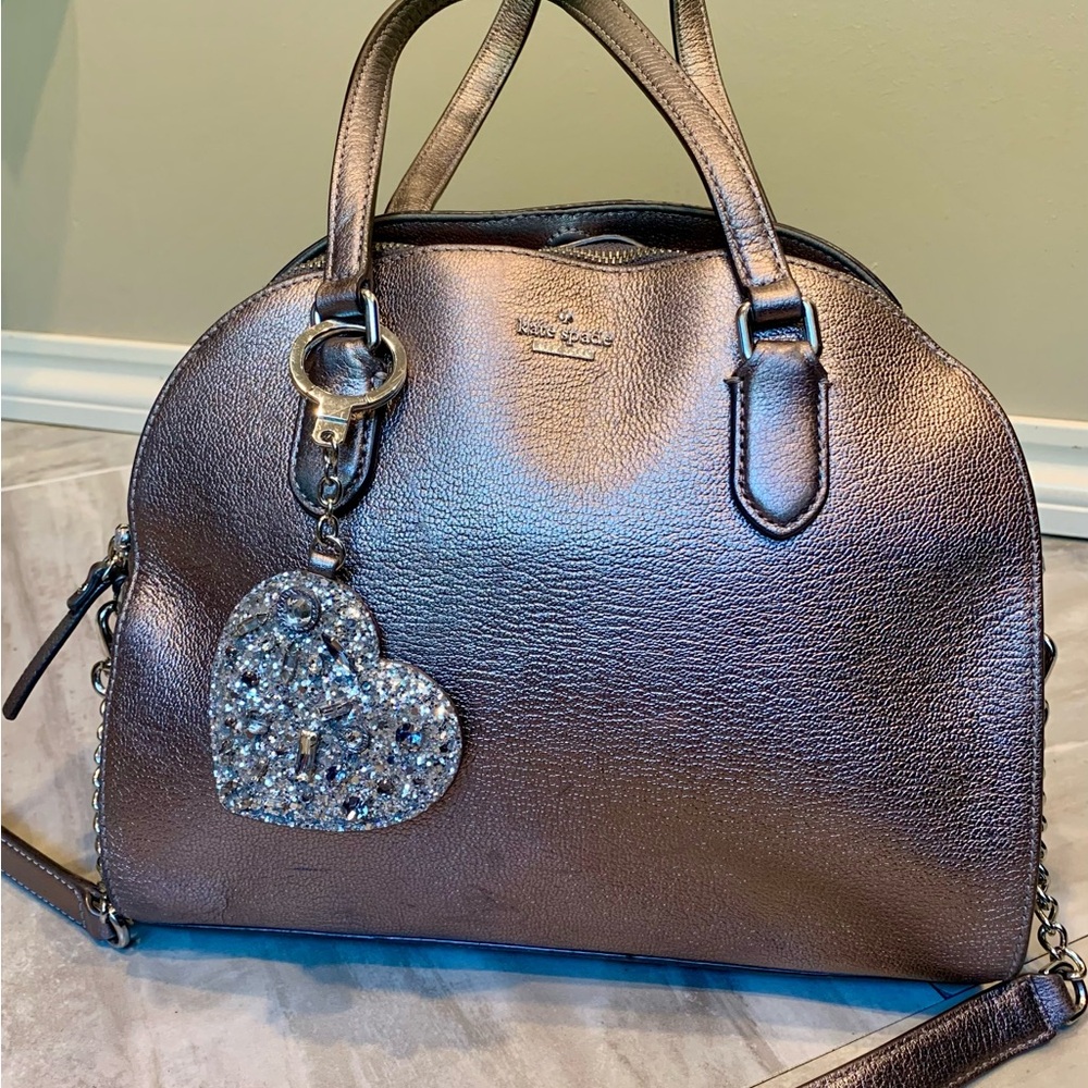 Kate Spade Embellished Laurel Way Gunmetal Purse Bag Silver